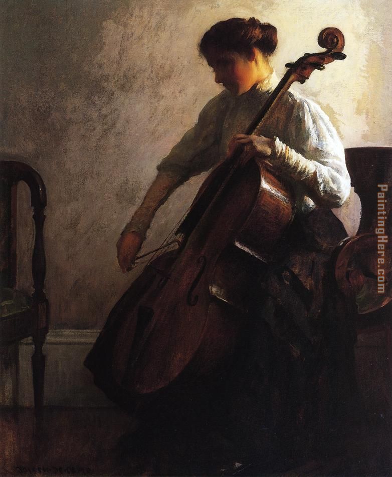 The Cellist painting - Joseph DeCamp The Cellist art painting